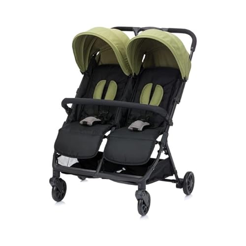 Fillikid Geschwister- & Zwillingskinderwagen Twin, 10,2 kg, Liegeposition, 78 cm breit, Schwarz Grün, inkl. Gratis Mobilitätsgarantie