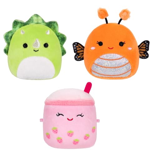 Jazwares Squishmallows Micromallows Set, Kuscheltier Plüsch, 3 Stück – Mony, Tristan, Victoria, für Kinder ab 3 Jahren