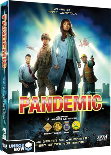 Asmodee Pandemic, Brettspiel in französischer Sprache für 2-4 Spieler, kooperatives Strategiespiel mit 45 Minuten Spielzeit