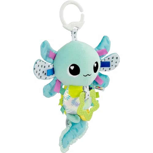 TOMY Lamaze Axolotl-Anhänger Artur L27497, Reisekuscheltier mit unterschiedlichen Texturen und Beißteilen