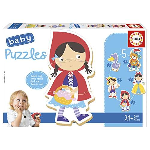 Educa Baby Puzzle Märchen, 5in1 Puzzleset mit Märchenfiguren, 3/3/4/4/5 Teile für Kinder ab 2 Jahren