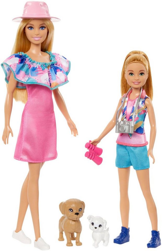 Barbie Anziehpuppe Stacie & Barbie (Set, 2-tlg) - Sommerliche Abenteuer mit Zubehör, Rüschenkragen, Kleid und Sportoutfit