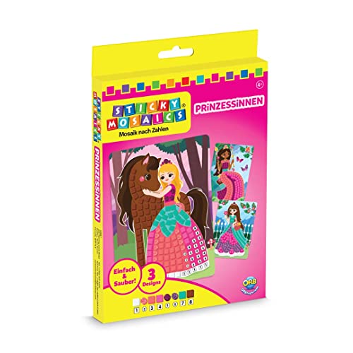 Sticky Mosaics ORB Travel Pack Prinzessin Mosaik Klebebilder Reisespiele Kinder Bastelset Geschenke für Mädchen & Jungen, Moosgummi Aufkleber Beschäftigung Geschenkideen Deko basteln ab 4 Jahre