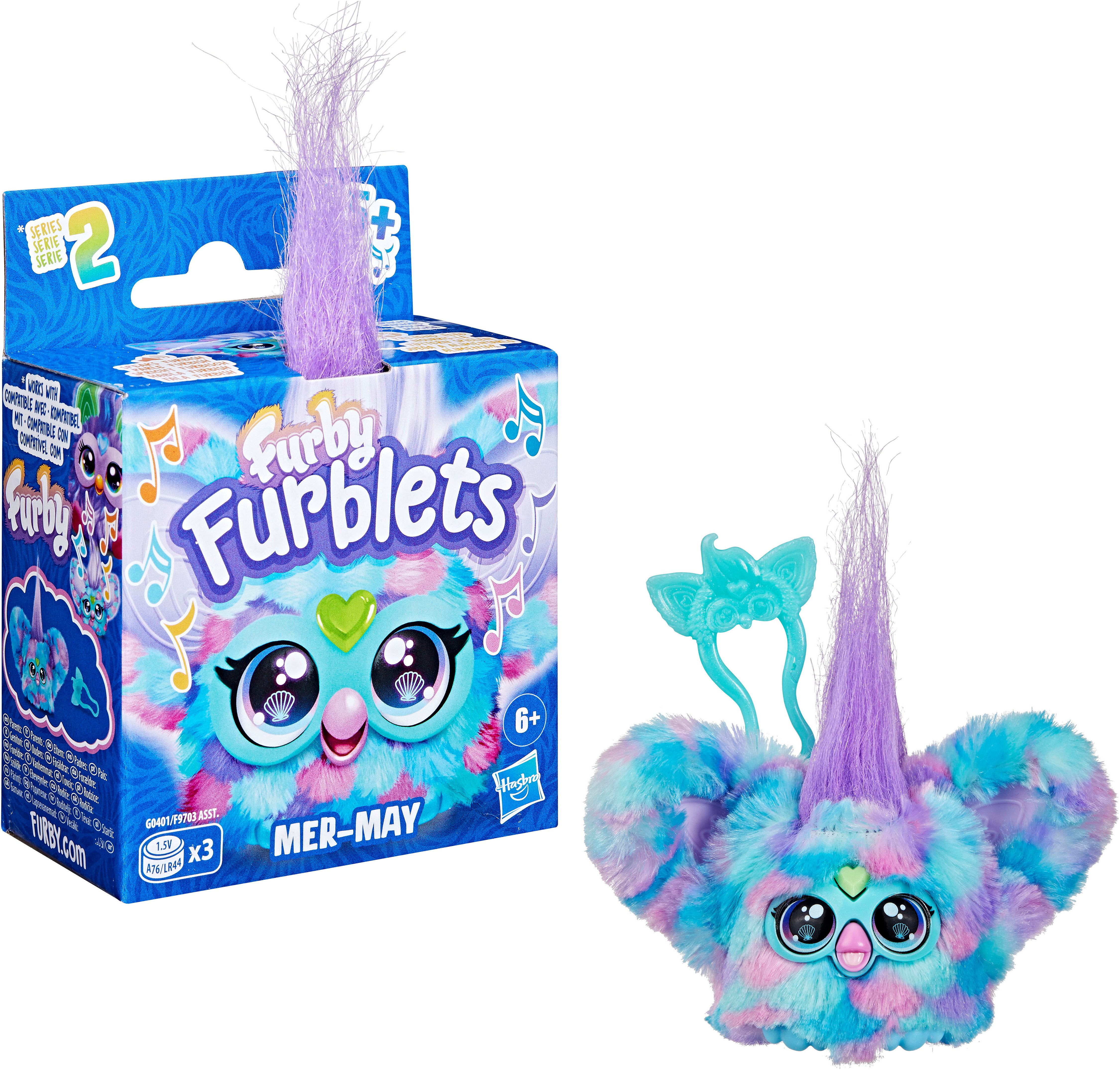 Hasbro Plüschfigur Furby Furblets Mer-May, elektronisches Mini-Spielzeug mit über 45 Meeres-Melodien, türkis/pink/lila/blau