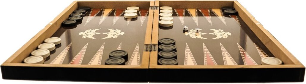 Almina Backgammon Brettspiel aus Holz – Kaplama Tavla, handgefertigt, traditionelles Design, inklusive Spielsteine und Würfel, kompakt für zuhause oder unterwegs