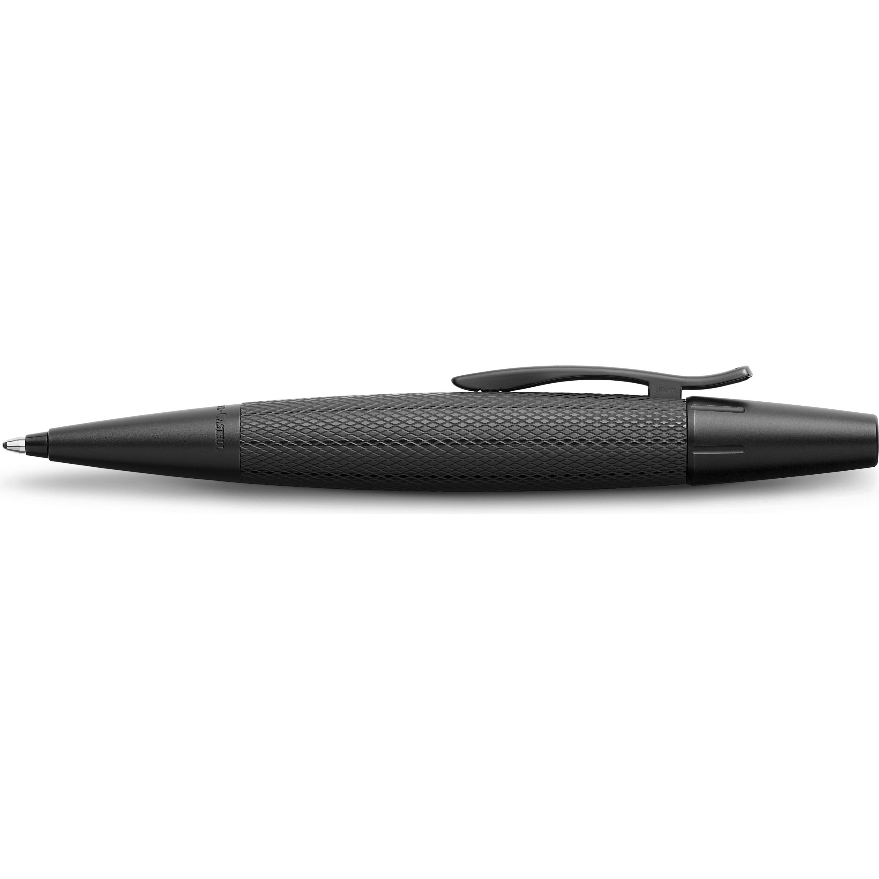 Faber-Castell e-motion "pure Black", Schreibstift mit maskulinem Aluminiumschaft und Guillochierung, Mattschwarz