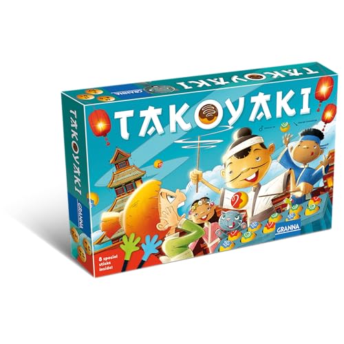 HUCH! Takoyaki Gesellschaftsspiel, Echtzeit Geschicklichkeitsspiel für 2-4 Spieler ab 6 Jahren, Familienspaß mit bunten Takoyaki-Bällchen