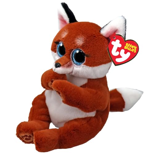 TY WITT Fox Beanie Bellies Regular - Squishy Beanie Baby Soft Plush Toys - Collectible Cuddly Stuffed Teddy - Glitter Eyes, VelveTy Fabric - Birthday Poem & Unique Character - Medium 24cm, Regular 14cm