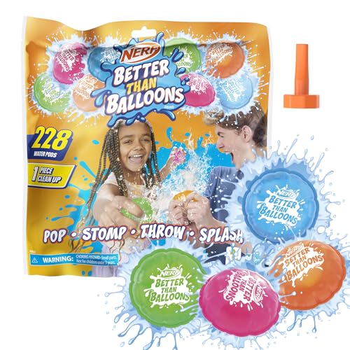 NERF Better Than Balloons Wasserspielzeug, 228 Wasserkapseln, Bunt, Splash-Action beim Werfen