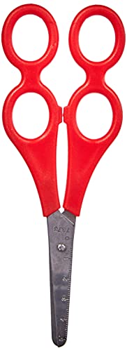 WEDO Therapeutenschere 17 cm, Papierschere mit abgerundeter Schneide und zwei Kunststoff-Griffaugen, rot