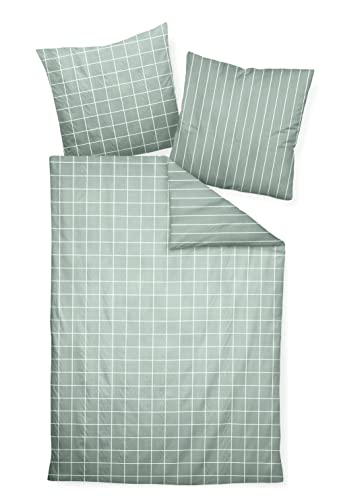 Janine Design Mako-Satin Bettwäsche-Garnitur modernclassic 39025, salbeigrün, 135x200 + 80x80cm