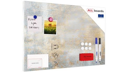 ALLboards Metallische Magnettafel, MetalBoard, abwischbar und 100% magnetisch, GOLDENER BETON