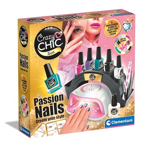 Clementoni® Kreativset Crazy Chic, Passion Nails, Nageltrockner mit sicherem Nagellack und Anleitungen für Nagelkunst, Made in Europe