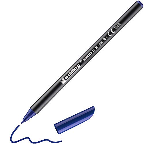 edding 1200 Fasermaler fein - blau - 1 Stift - Rundspitze 1 mm - Filzstift zum Zeichnen und Schreiben - für Schule, Mandala