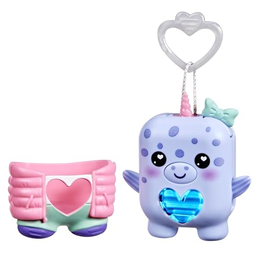 Nano-Mals Blubby der Narwal, elektronisches Fidget-Tierchen mit farbwechselnder Herzanzeige und ansteckbarem Outfit, blau