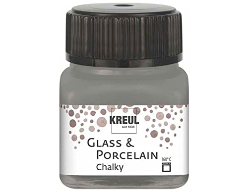 KREUL Glass & Porcelain Chalky Smoky Stone, 20 ml sanft-matte Glas- und Porzellanmalfarbe, schnelltrocknend, wasserfest, spülmaschinenfest