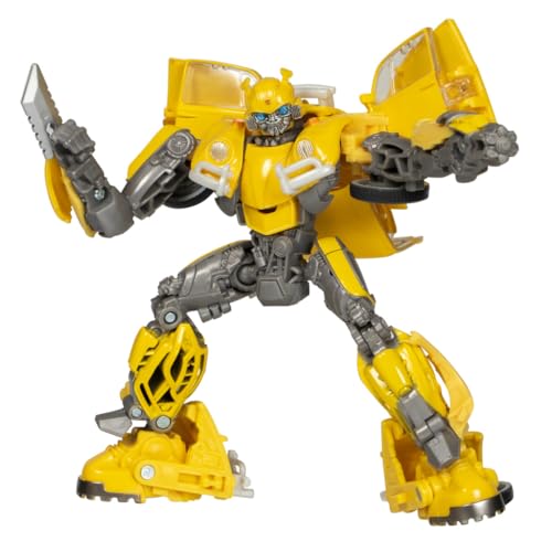 Hasbro Transformers Studio Series Deluxe-Klasse Bumblebee 117, 11,5 cm Action-Figur im VW Käfer Design mit Blaster und Schwert, beweglich und inspiriert von Filmszene „Charlies Werkstatt“