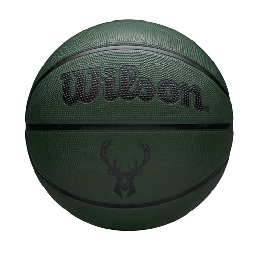 Wilson NBA Team Tribute Solid Basketball - Milwaukee Bucks, 3-Schicht-Design mit eingearbeitetem Teamlogo