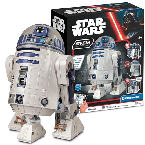 Clementoni Star Wars R2-D2 Roboter Bausatz, über 50 Teile, inkl. Programmier-App, MINT-Lernspielzeug, mit LED-Leuchten und Originalgeräuschen, für Kinder ab 8 Jahren