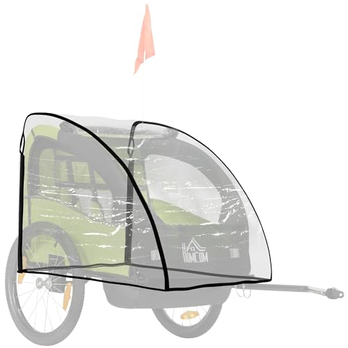 HOMCOM Regenschutz für Fahrradanhänger, wasserdichte Regenschutzhülle aus schadstofffreiem Polyethylen, transparent, 76x61x61 cm