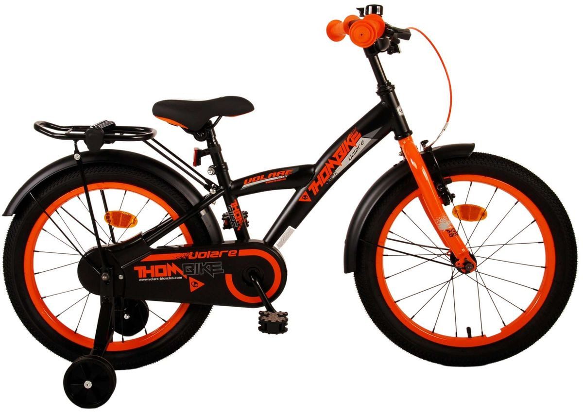 T&Y Trade Kinderfahrrad 18 ZOLL Kinder Jungen Fahrrad TB Orange 21798, Rücktrittbremse, Gepäckträger, Seitenständer, Stützräder