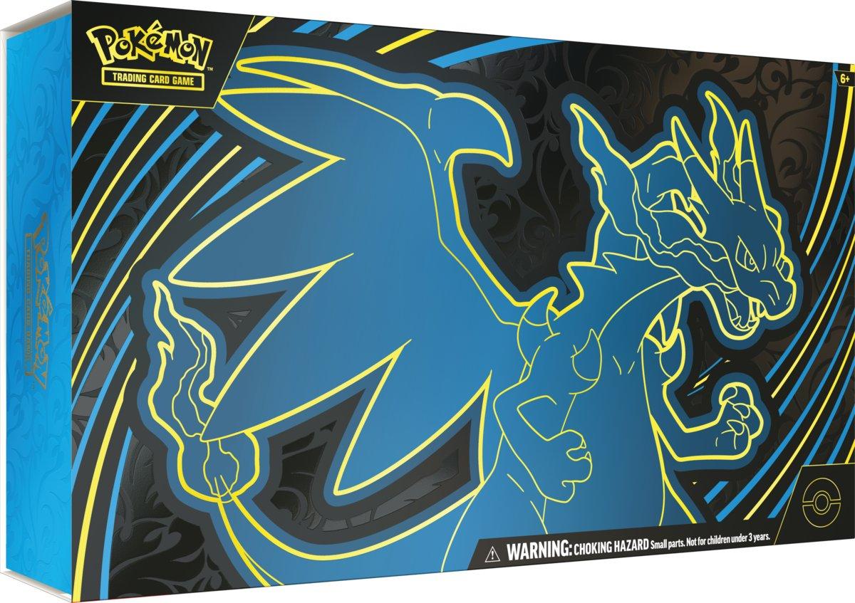 Nintendo Pokémon Ultra Premium Collection Mega Charizard X, Sammelkarten-Set mit holografischen Promokarten, Spielmatte, Deckbox und 18 Boosterpacks
