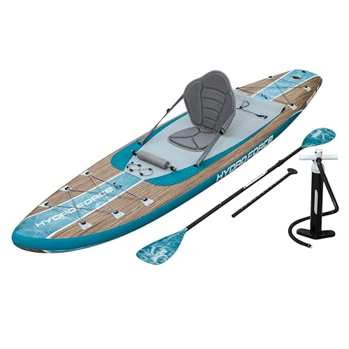 Bestway Hydro Force SUP Allround Board-Set Oceana Compactair, 305 x 84 x 15 cm, bis 130 kg, integrierte Elektropumpe, Anti-Rutsch-Belag, inkl. Paddel und Rucksack