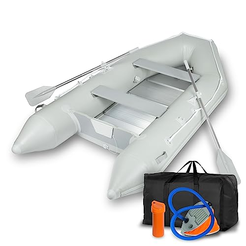 EBERTH SP1-566A Schlauchboot für 4 + 1 Personen, PVC mit Aluboden, 2 Sitzbänken, 2 Paddeln, Pumpe, Reparaturset und Tragetasche, max. 566 kg Traglast