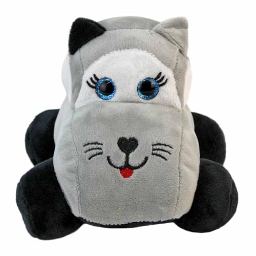 BEMIRO Plüsch-Auto Katze, 15 cm Kuscheltier mit Glitzeraugen, ideal für Kinder ab 3 Jahren, Sammelspielzeug