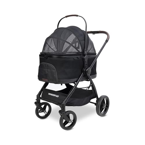 Wonderfold P3 Tier-Buggy Pet Stroller, Schwarz, Textil, 60x115x92 cm, für Haustiere unterwegs
