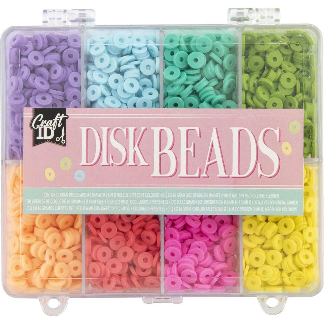 Grafix Craft ID Disc Beads, 6 mm Perlen in 8 Farben mit Aufbewahrungsbox