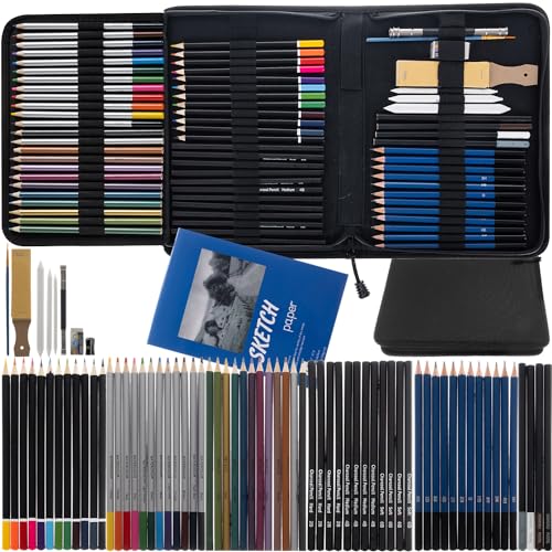 MT MALATEC Zeichen-Set 72-Teilig Bleistifte Skizzieren Zeichnen 19178, Schwarzes Etui, Universal einsetzbar, Geschenkidee