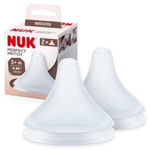 NUK Perfect Match Babyflaschentrinksauger | Ab 3 Monate | Anti-Colic | BPA-frei | Silikonsauger für Flaschen, Medium | 2 Stück