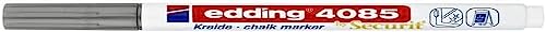 edding 4085 Kreidemarker - silber - 1 Kreidestift - Rundspitze 1-2 mm - dünner Kreidestift für Tafel abwischbar - zum Beschriften von Fenster, Glas, Spiegel - Tafelstift mit deckenden Farben