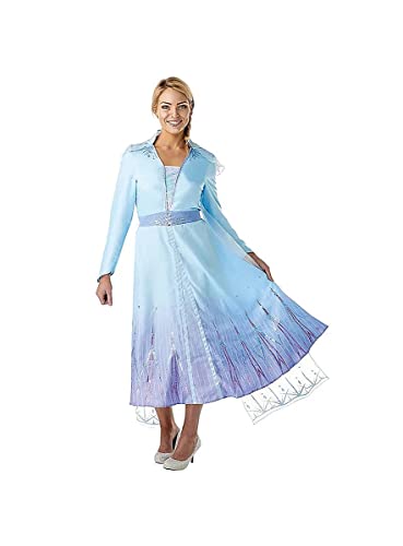 Rubie's Offizielles Disney Frozen 2 Elsa Deluxe Kleid, Kostüm für Erwachsene, Damengröße XS (34-36), blau mit Pailletten und Organza-Umhang