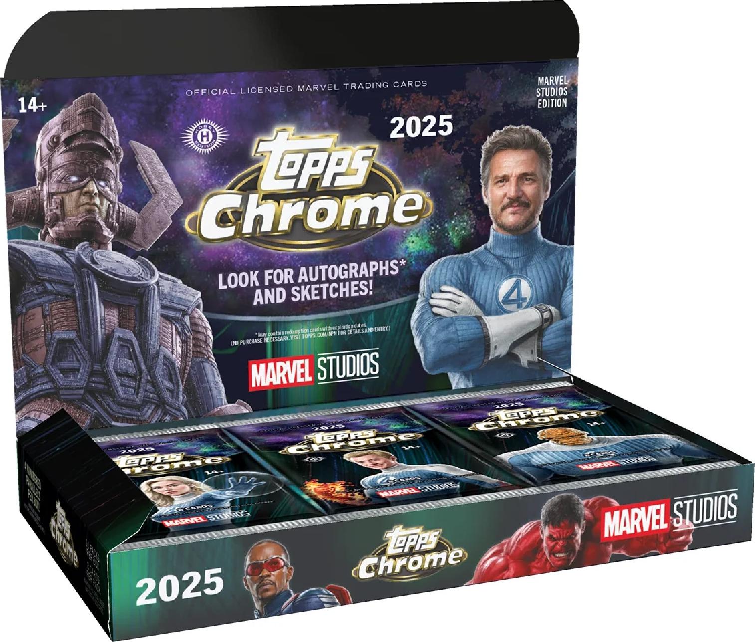 Topps Chrome Marvel Studios 2025, Hobby Box für Sammelkarten mit exklusiven Sammlerstücken