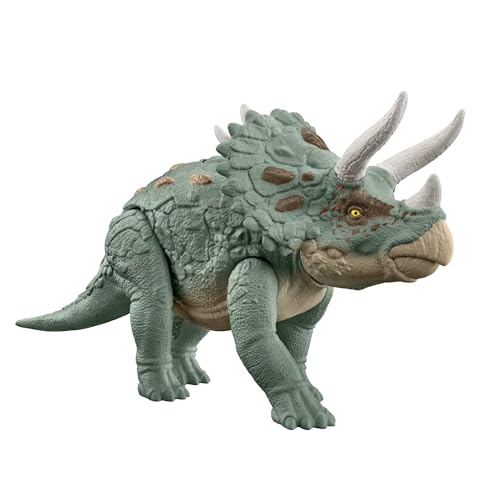 Mattel Jurassic World HTK79 Kinderspielzeugfigur, Gigantic Tracker Dinosaurier mit Angriffsbewegungen, 35,5 cm lang, 18 cm hoch, Augmented Reality-fähig