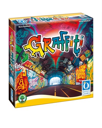 Queen Games Graffiti, Brettspiel für 2-6 Spieler ab 14 Jahren, Kreatives Worker Placement mit unverbrauchter Thematik