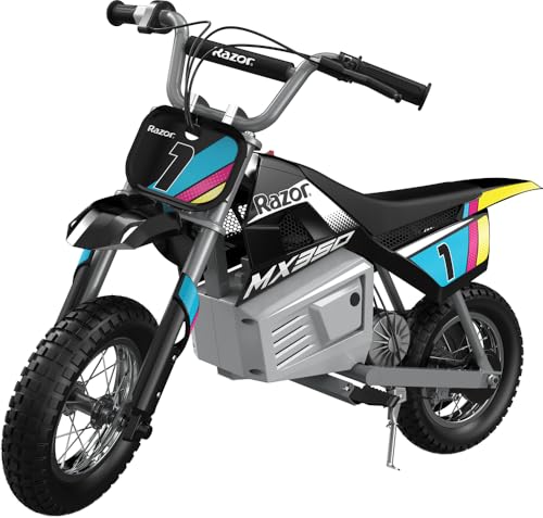 Razor MX350 Dirt Bike, 24 V Elektromotorrad für Kinder mit Black Stickers, bis zu 60 Minuten Betrieb