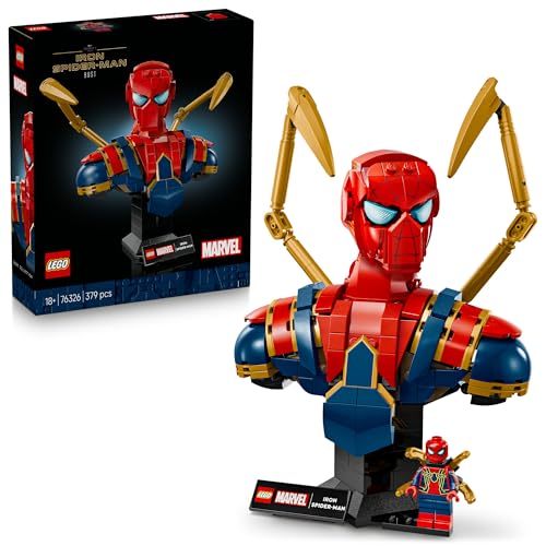 LEGO Super Heroes 76326 Iron Spider-Man Büste, Mehrfarbig mit beweglichen Armen und drehbarem Kopf, ideal für Erwachsene