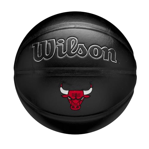 Wilson Chicago Bulls NBA Basketball, Lederverbundstoff, gesticktes Mannschaftswappen, Indoor-Basketball