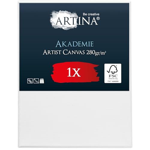 Artina Akademie Keilrahmen-Leinwand 40x50cm, 280g/m², 5er Set, säurefrei, weiß vorgrundiert