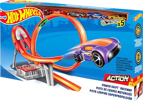 Hot Wheels Power Shift Raceway, Akrobatik-Rennbahn Set, mehrfarbig