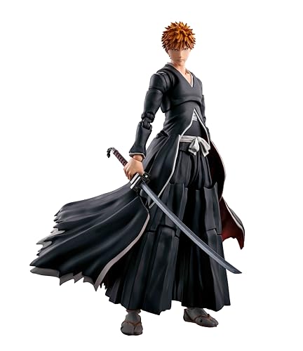 TAMASHII NATIONS Bleach Ichigo Kurosaki -Getsugatensho- S.H.Figuarts Actionfigur mit beweglichem Mechanismus und Effektteilen