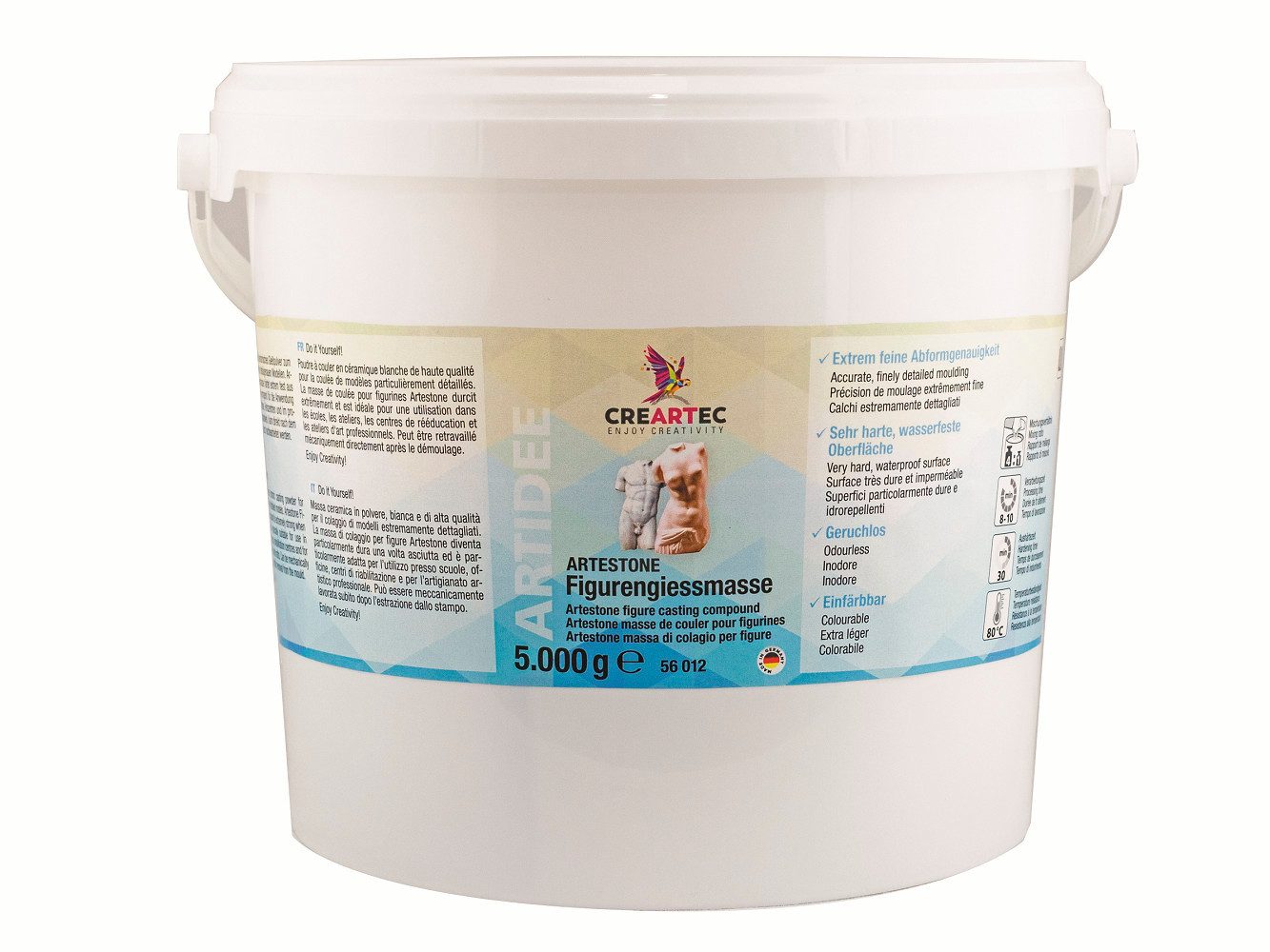 CREARTEC Modelliermasse 56012, Artidee Figurengießmasse - 5kg - Made in Germany, steinhart und wetterfest