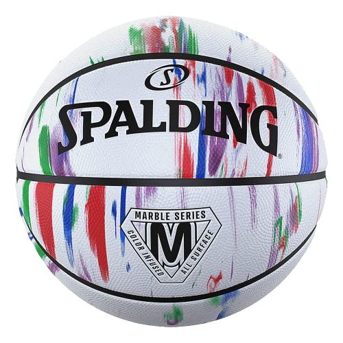 Spalding Marble Sz5 Ball, Rainbow, Gummi, Besserer Halt