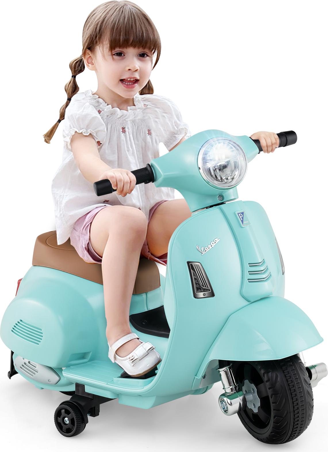 COSTWAY Vespa 6V Elektrisches Kindermotorrad, mit LED-Scheinwerfer & Hupe, 2-2,5 km/h, für Kinder 18-36 Monate, Grün