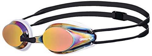 arena Tracks Mirror Anti-Fog Wettkampf Schwimmbrille Unisex für Erwachsene, Schwimmbrille mit verspiegelten Gläsern, UV-Schutz, 4 Austauschbare Nasenstege, Silikon Dichtungen