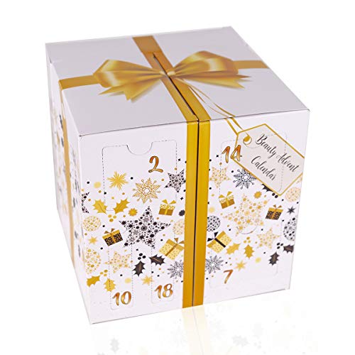 accentra Beauty-Adventskalender Schminke mit 24 Make-up Kleinigkeiten für perfektes Styling im Advent, umfangreiches Schmink-Set vom Kosmetik-Spiegel bis zum Zehenspreizer