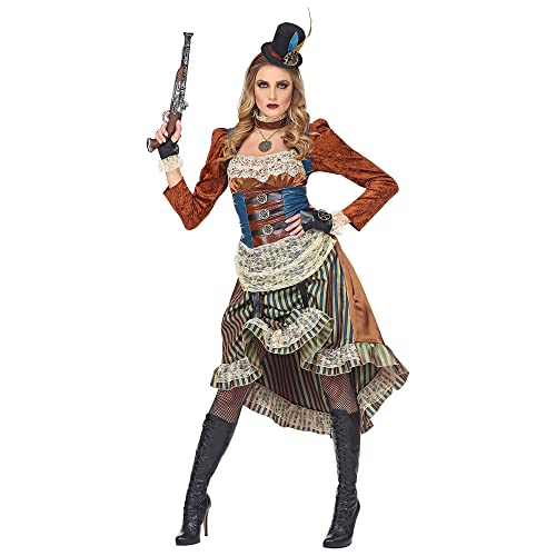 "STEAMPUNK" (dress with choker, fingerless gloves, mini top hat) - (M)
